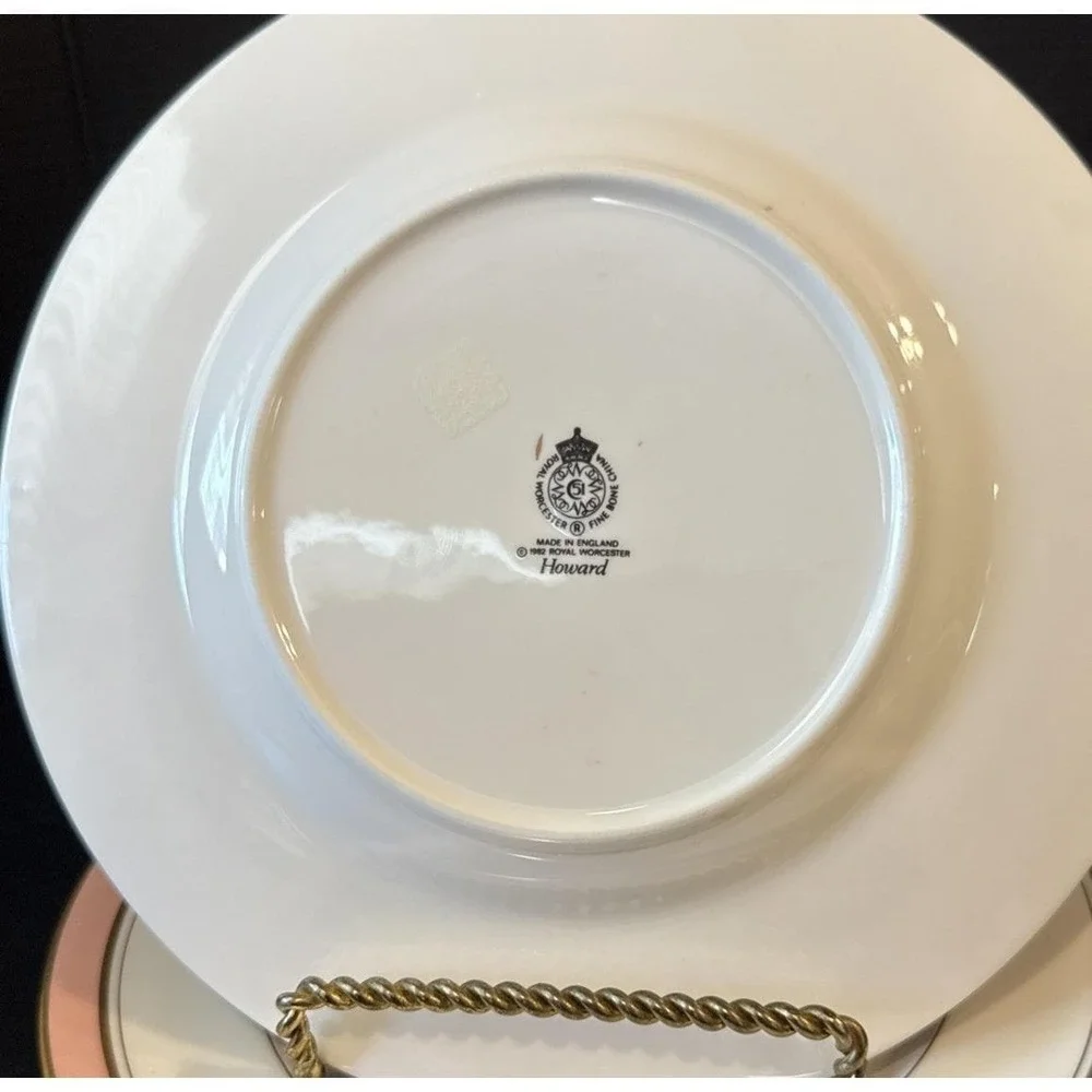 Royal Worcester Howard Pink Gold Trim Salad Plate Plates 8 Inch Set Of 2 England